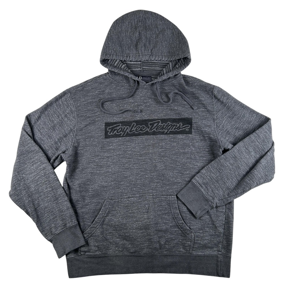 Troy Lee Designs‎ Hoodie Mens Large Gray Logo Graphic Knit Pullover Sweatshirt